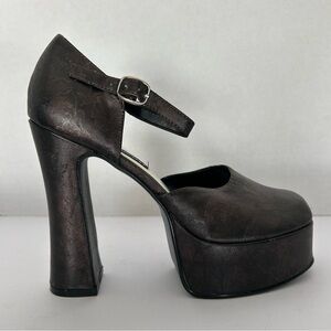 VTG Chunky 90s Mary Jane Platforms, 9.5, Dark Floral, Grunge Whimsigoth Baby